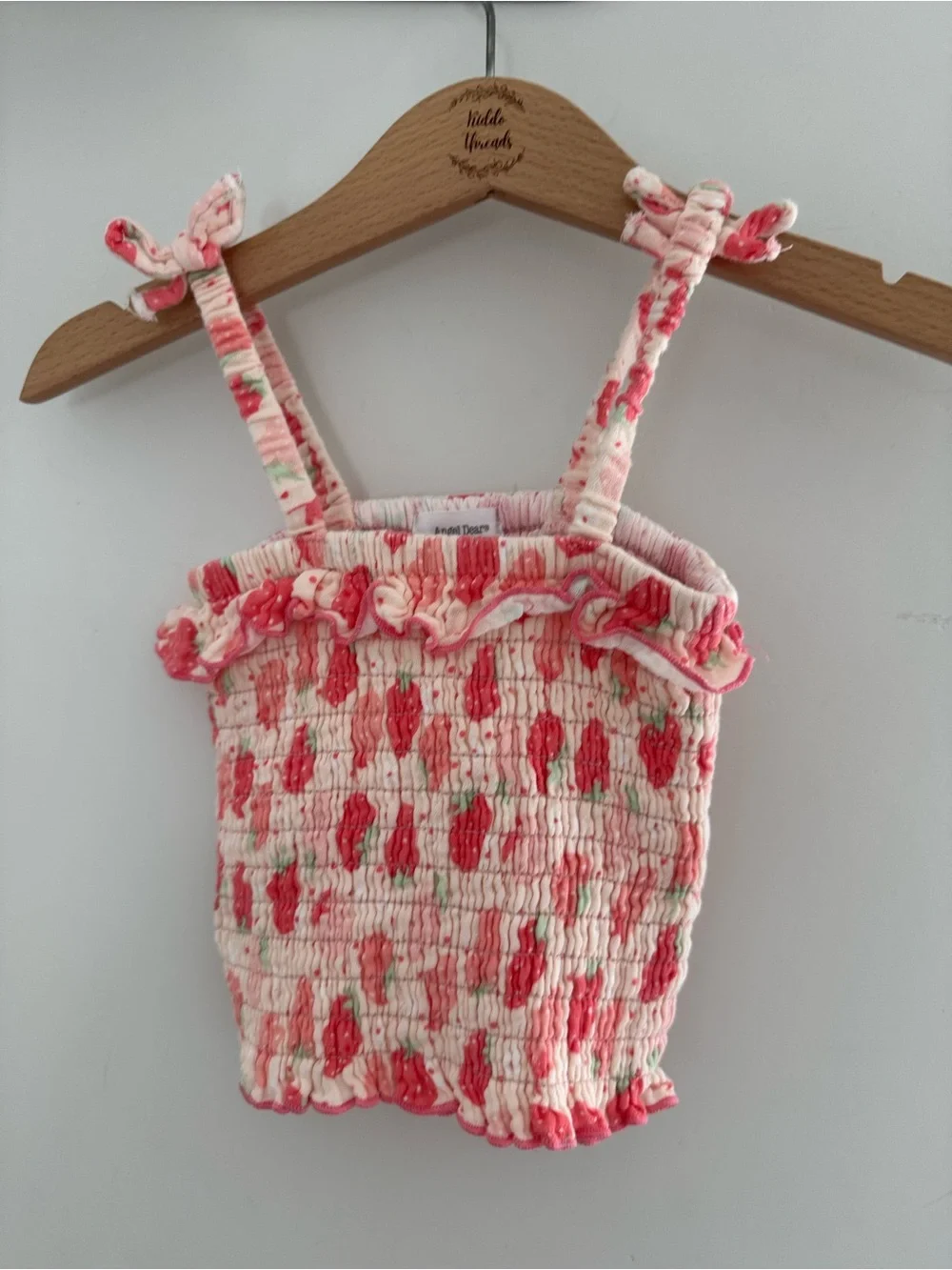 Angel Dear Pink Strawberry Smocked Two-Piece Set
